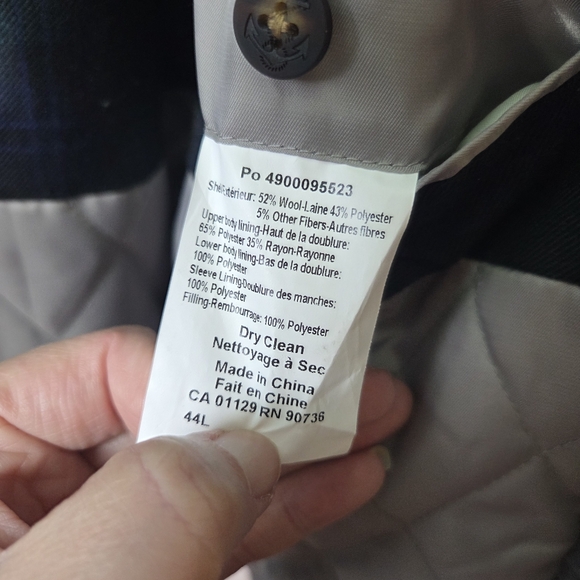 Ralph Lauren Men’s Gray Wool Blend Double Breasted Peacoat Jacket Coat 44 Long - Picture 13 of 13